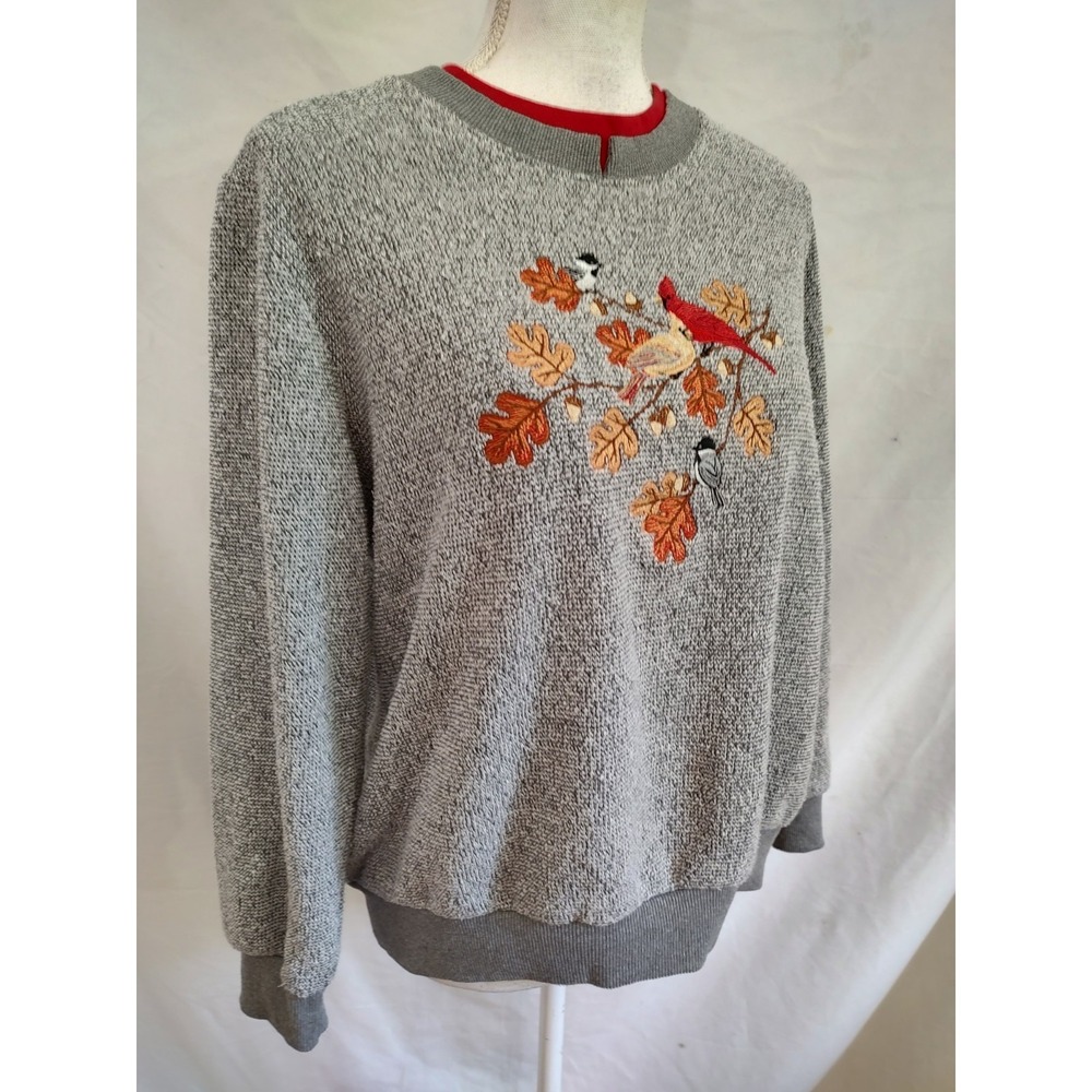 90's Vintage BonWorth Sweatshirt Fall Autumn Cardinals & Leaves Modest Retro L - Picture 5 of 6